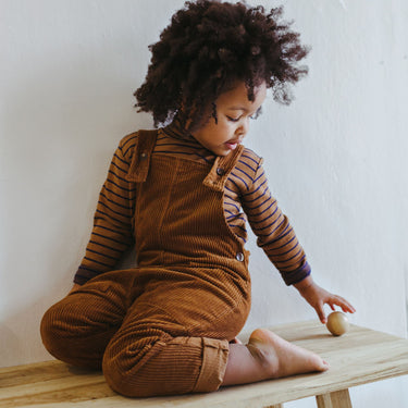KidWild Organic Mock Neck Top, Toffee Stripe